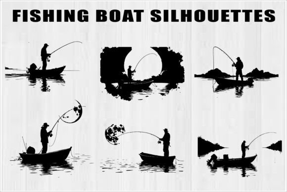 Download Silhouettes of Men and Dogs Fishing - Premium Resources