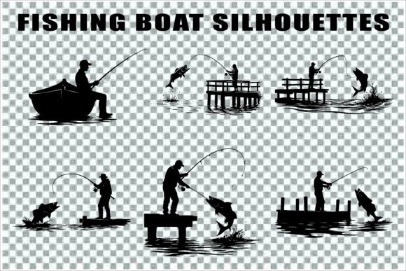 Download Silhouettes of Men and Dogs Fishing - Premium Bundle
