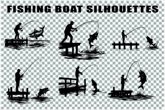Download Silhouettes of Men and Dogs Fishing - Premium Resources